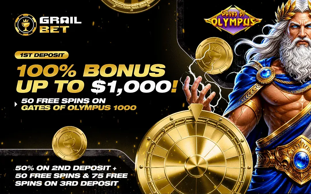 Welcome package banner, Grailbet Casino